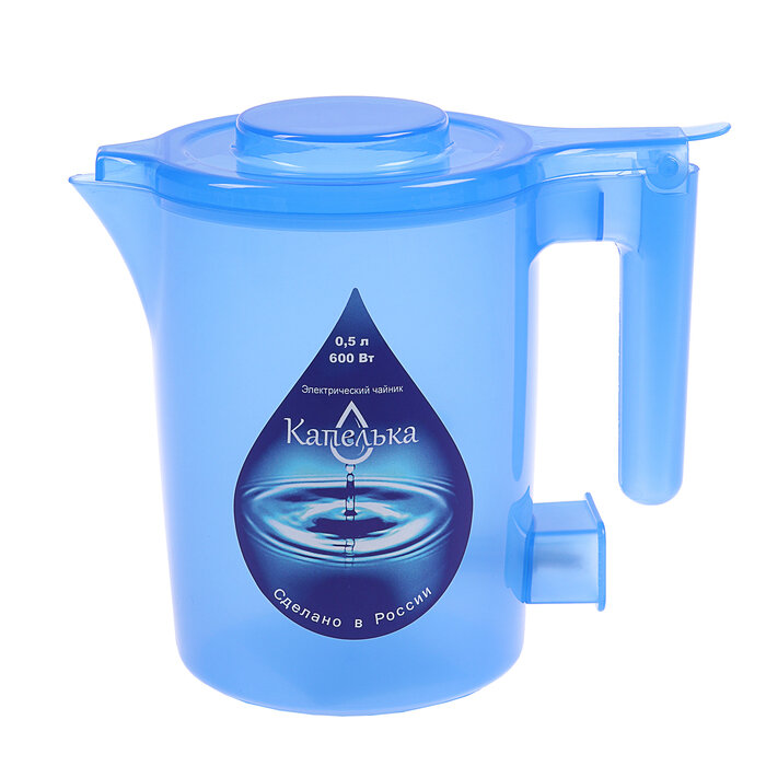 Чайник электрический "Капелька", пластик, 0.5 л, 600 Вт, синий - фотография № 5