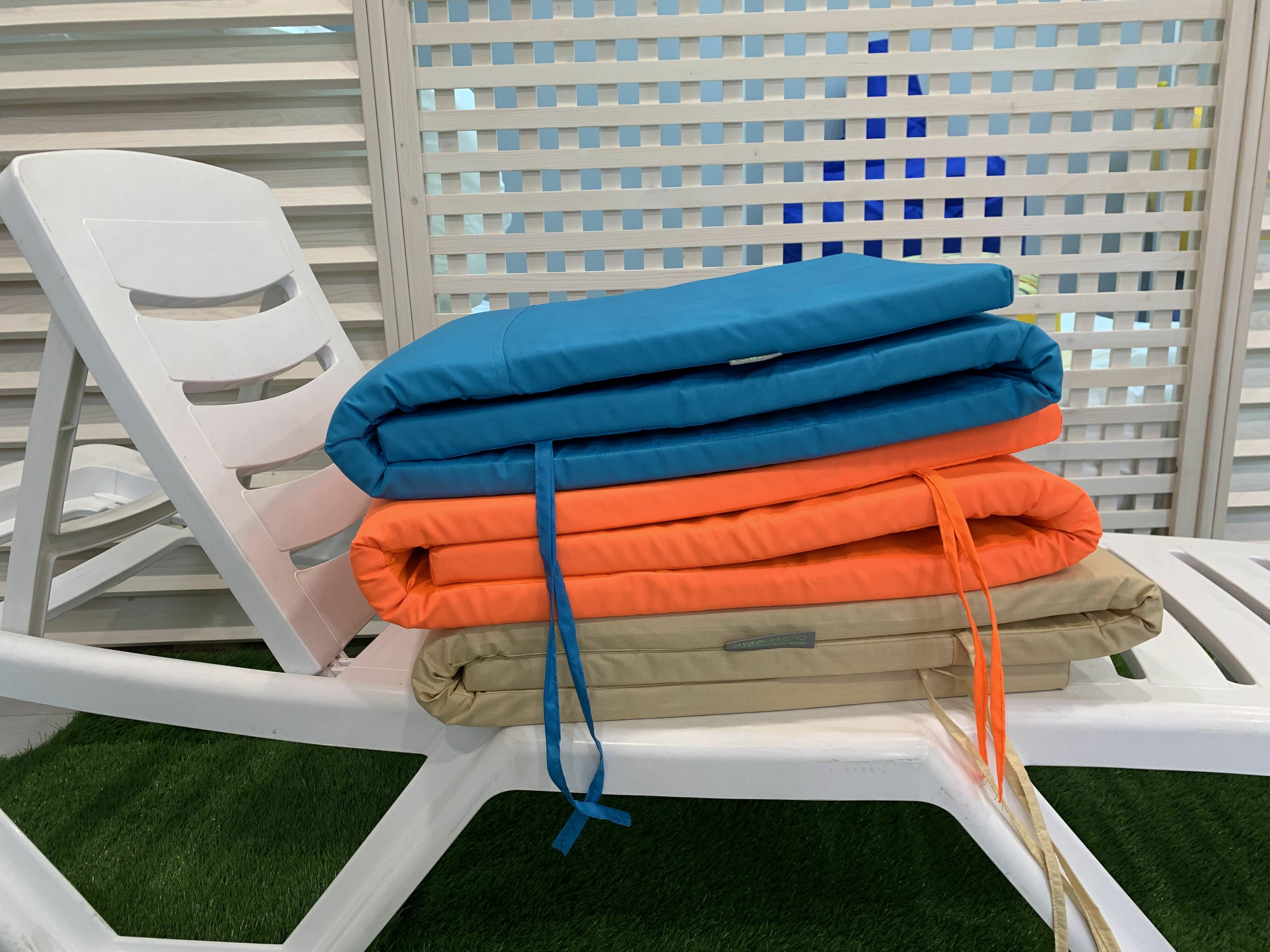 Матрас для шезлонга и лежака бежевый, коврик для пляжа, 180*50*3 см, чудо кресло, непромокаемый, Оксфорд, односекционный - фотография № 12