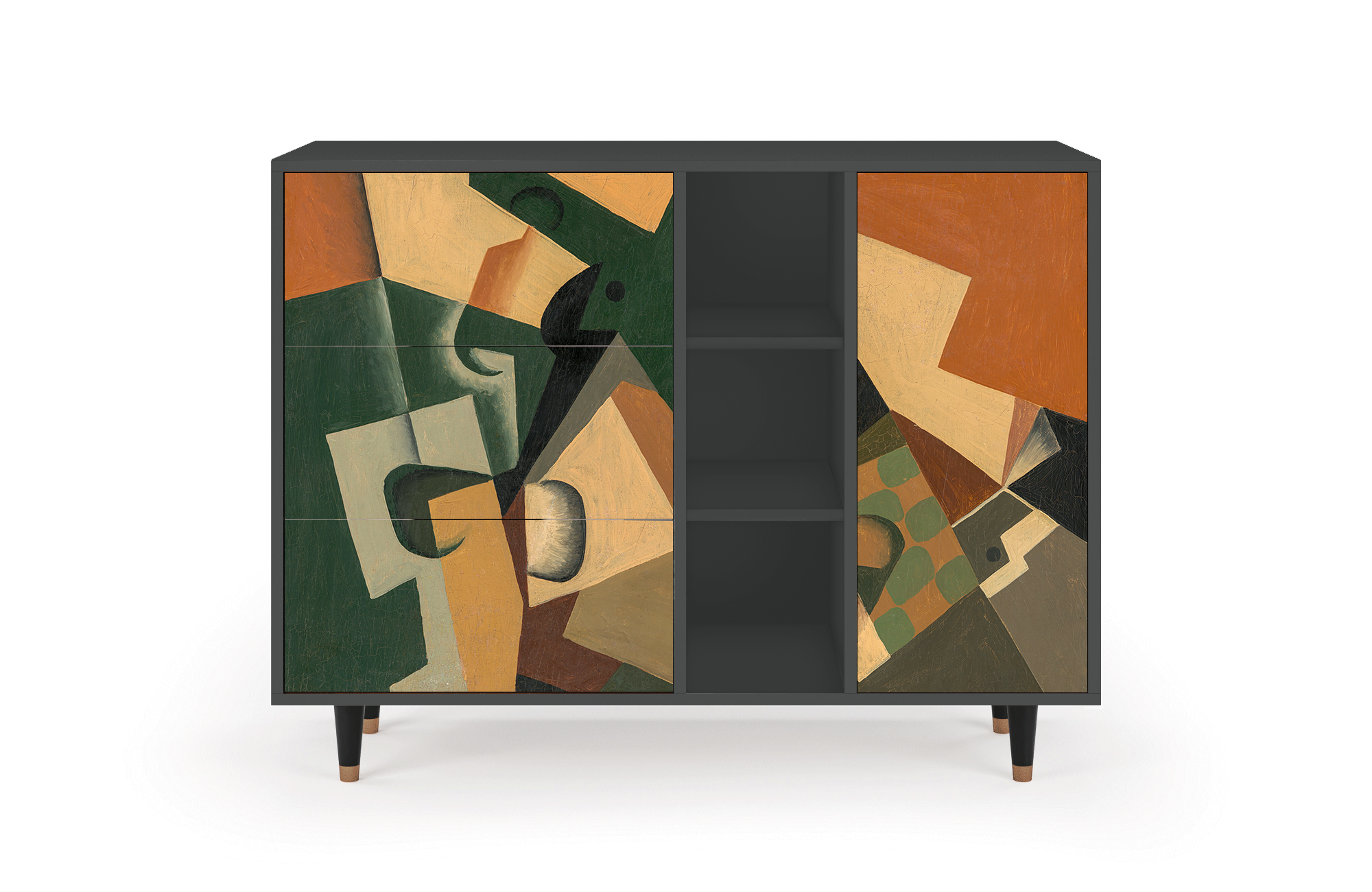 Комод - STORYZ - BS2 Glass and Checkerboard by Juan Gris, 125 x 97 x 48 см, Антрацит - фотография № 2