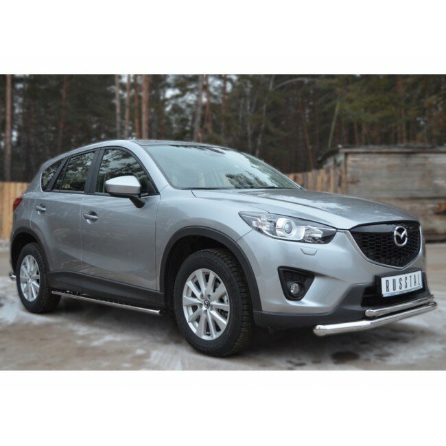 Защита порогов 75х42 с проступью CX-5 Mazda 2011-2016