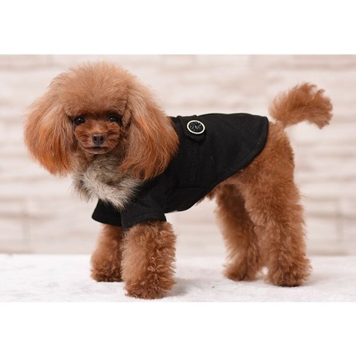 FlowMe Пальто для собак, размер M (ДС 30, ОГ 44-45, ОШ 29-30 см), чёрное - фотография № 1