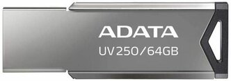 Флешка USB A-Data UV250 64ГБ, USB2.0, серебристый [auv250-64g-rbk]