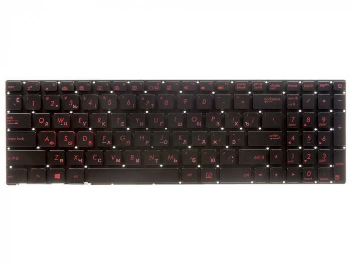 Клавиатура для ноутбука Asus G771 N551 ROG GL552JX GL552VL GL552VW GL552VX N552VX черная без рамки с подсветкой красный принт гор. En