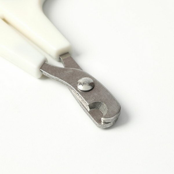 Ножницы-когтерезы с упором для пальца, отверстие 6 мм, белые с чёрным - фотография № 2