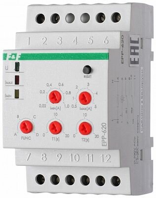 Реле тока F&F EPP-620, 4-функц. с регулируемым верхним и нижним порогами срабатывания