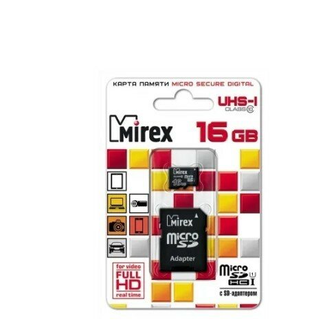 Mirex Microsdhc 16GB CLASS10 Uhs-i 104MB/S + Адаптер (13613-adsuhs16) .