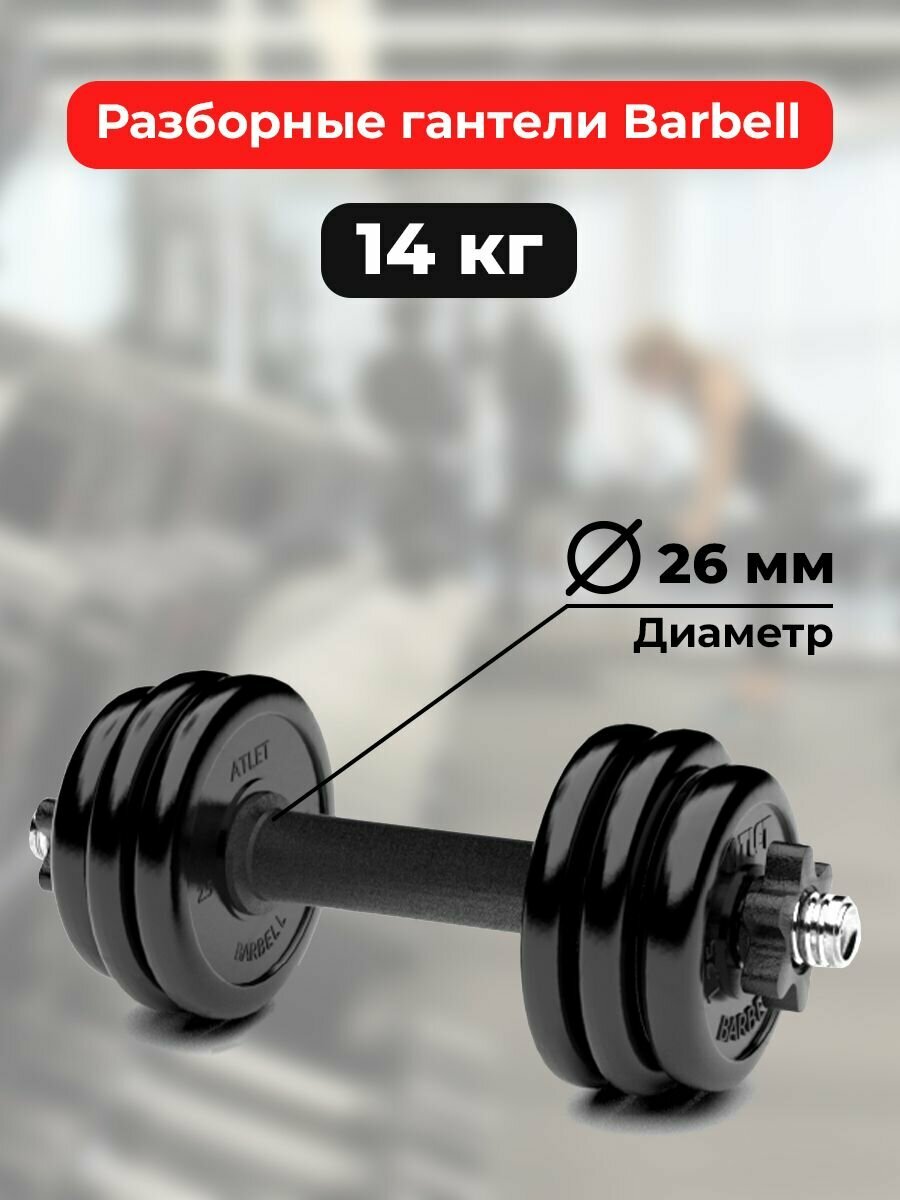 Гантель разборная MB Barbell MB-FdbM-At14 14кг