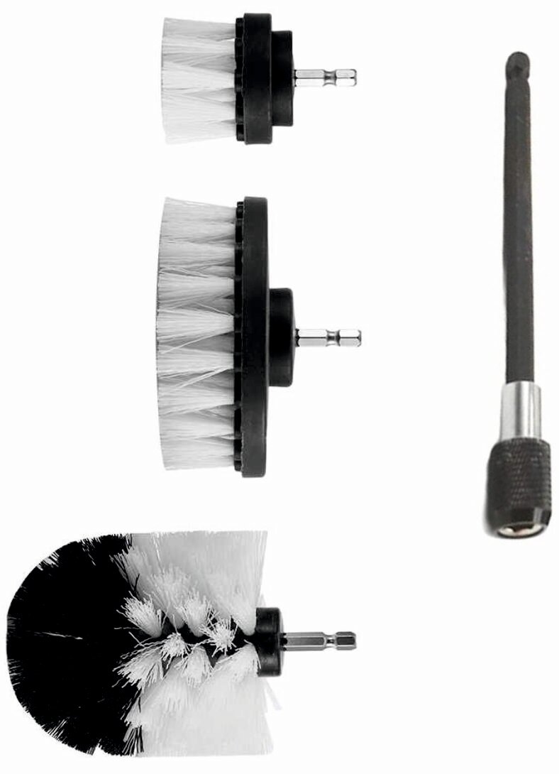 ArcticLime Soft white brush for drill Set Набор из 3-х мягких щеток для химчистки с насадкой +удлинитель