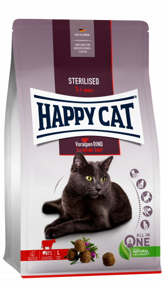 Happy cat Sterilised корм для взрослых кастрированных кошек и котов, с альпийской говядиной - фотография № 1