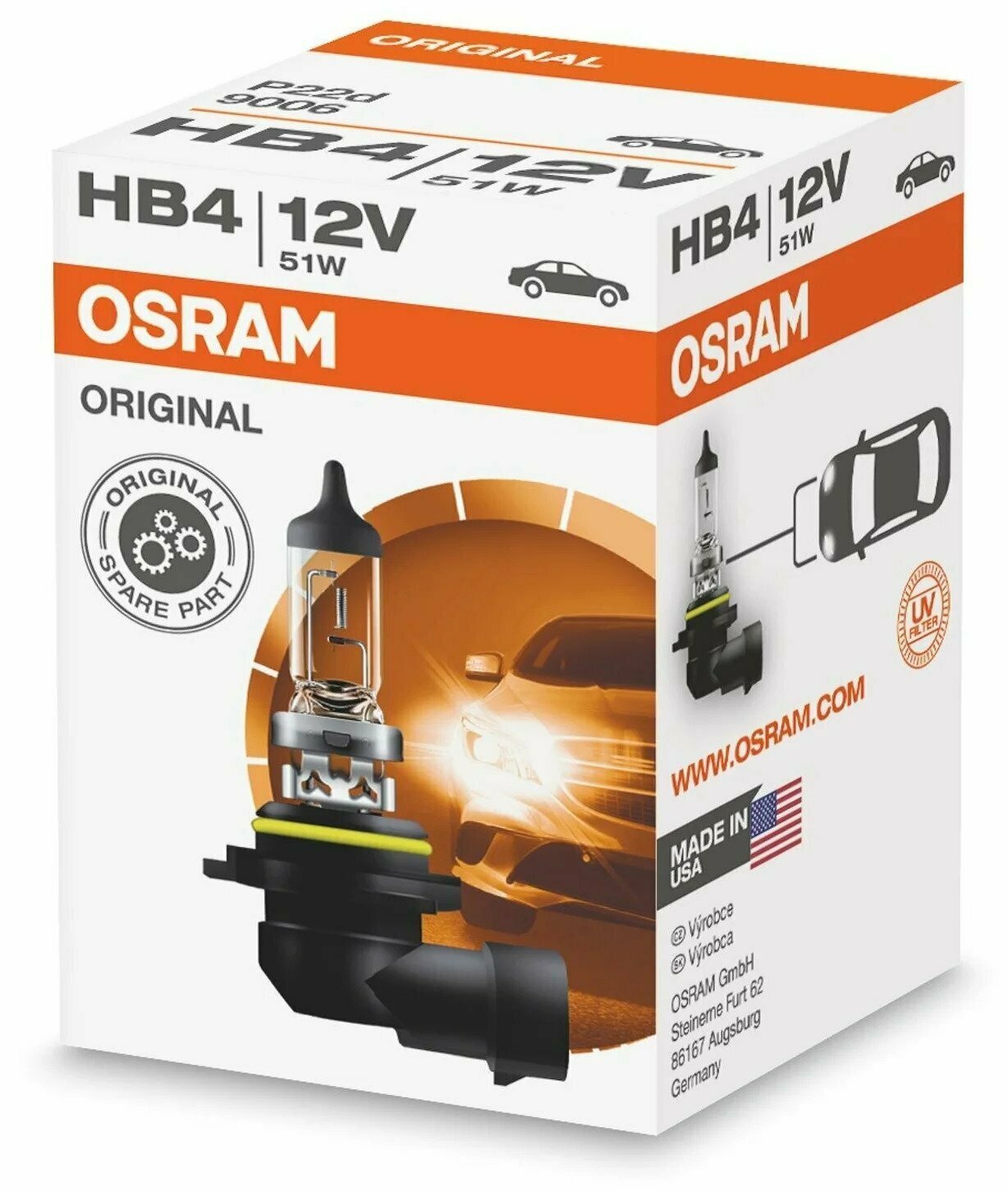 (Osram) Лампа HB 4 9006 галогенная 51W 12V (10шт)
