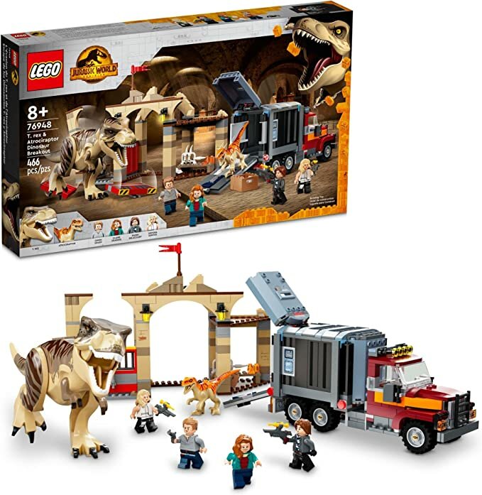 Конструктор LEGO Побег тираннозавра и атроцираптора-динозавра Jurassic World (76948)