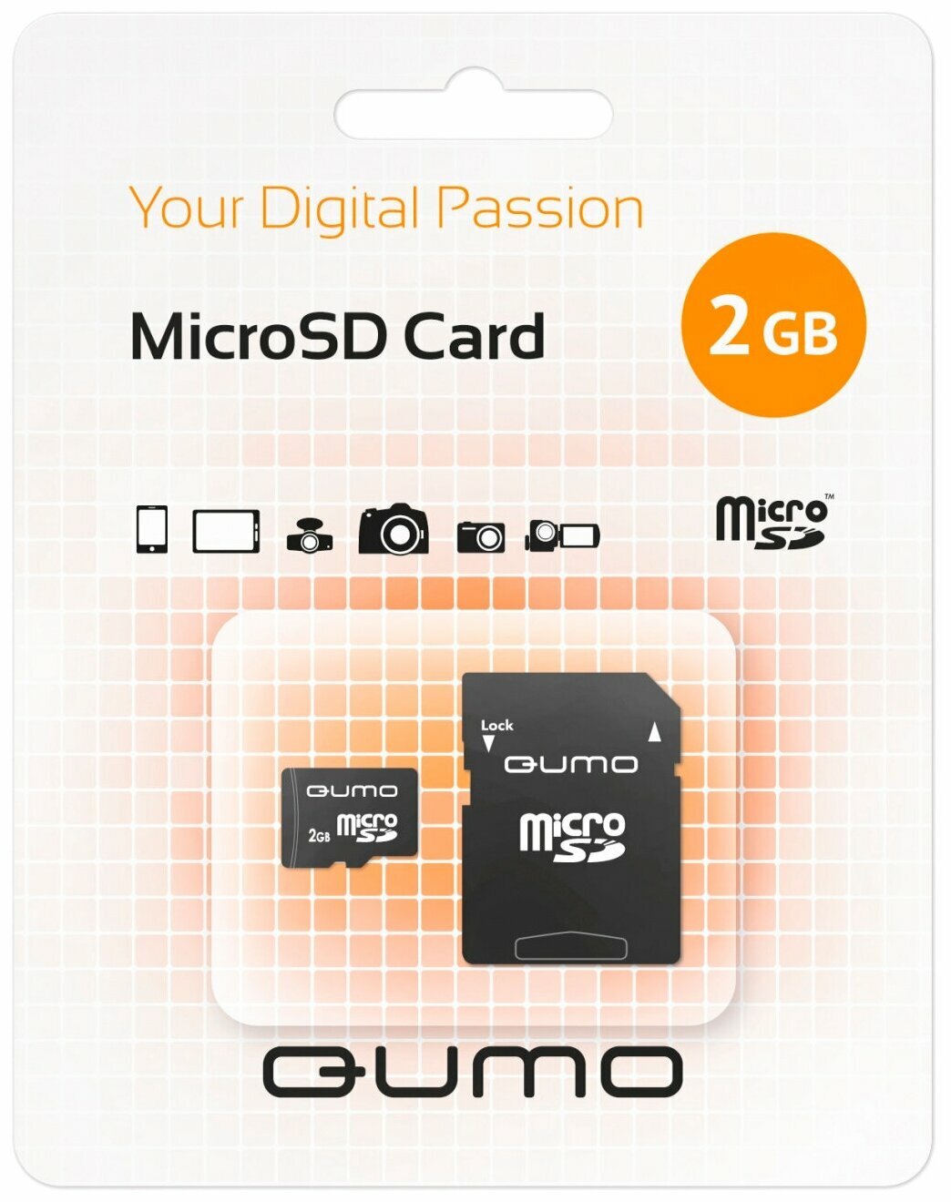 Qumo Карта памяти 2ГБ Qumo QM2GMICSD microSD + адаптер