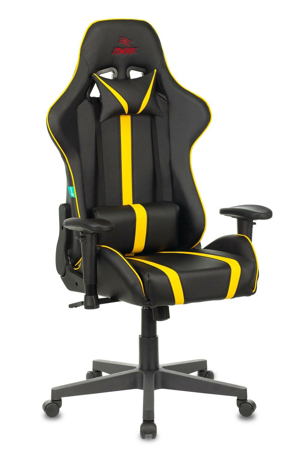 Кресло игровое Zombie A4, обивка: эко.кожа, цвет: черный/желтый