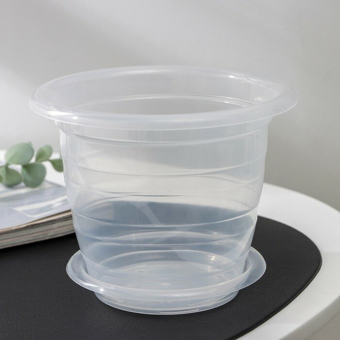 фото Горшок для орхидей с поддоном, 1 л, цвет прозрачный