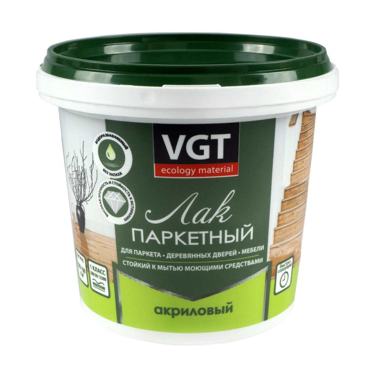 VGT Паркетный лак, полуматовый, (0.90кг.) паркетный лак