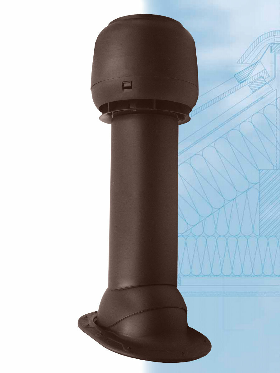 Комплект кровельной вентиляции канализационный Vilpe (110мм ) для фальца и скатной битумной кровли Изолированный утеплённый ( RAL 8017) коричневый - фотография № 1