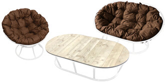 Комплект садовой мебели "Сан" без ротанга Белый / коричневая подушка M-Group