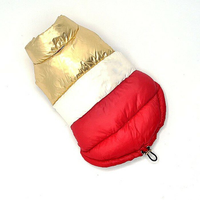 Куртка для собак с утяжкой размер 12 (ДС 28, ОГ 38, ОШ 27), золото-красная - фотография № 1