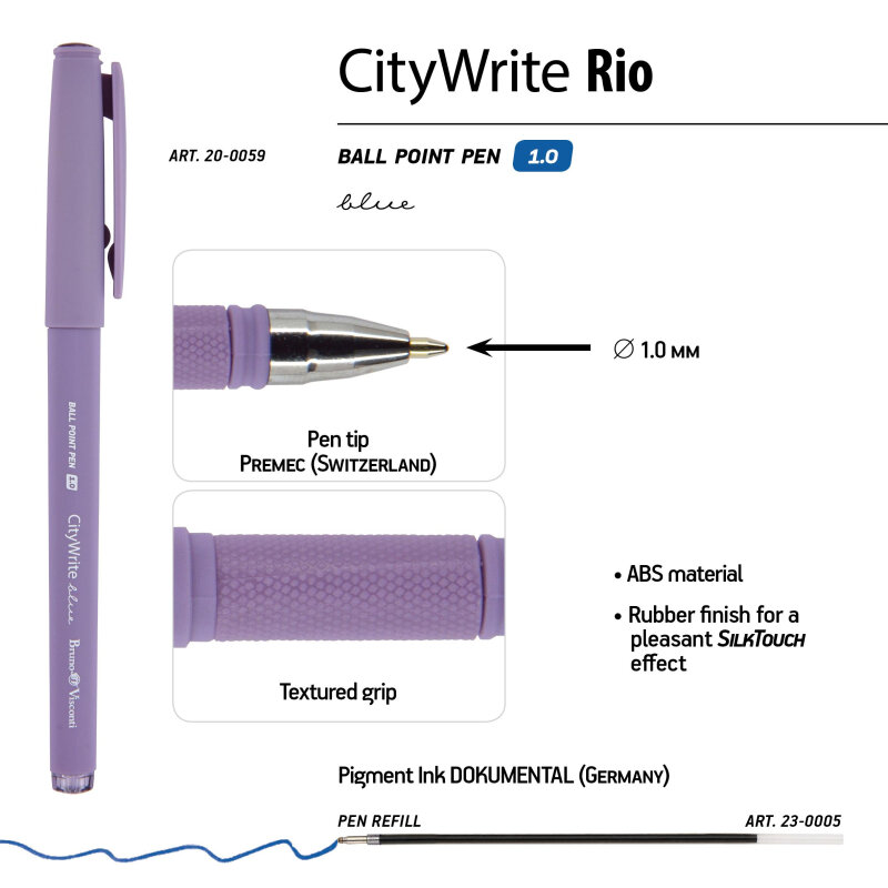 Ручка шариковая неавтомат. CityWrite.RIO 1мм син,манж,асс 20-0059 - фотография № 3