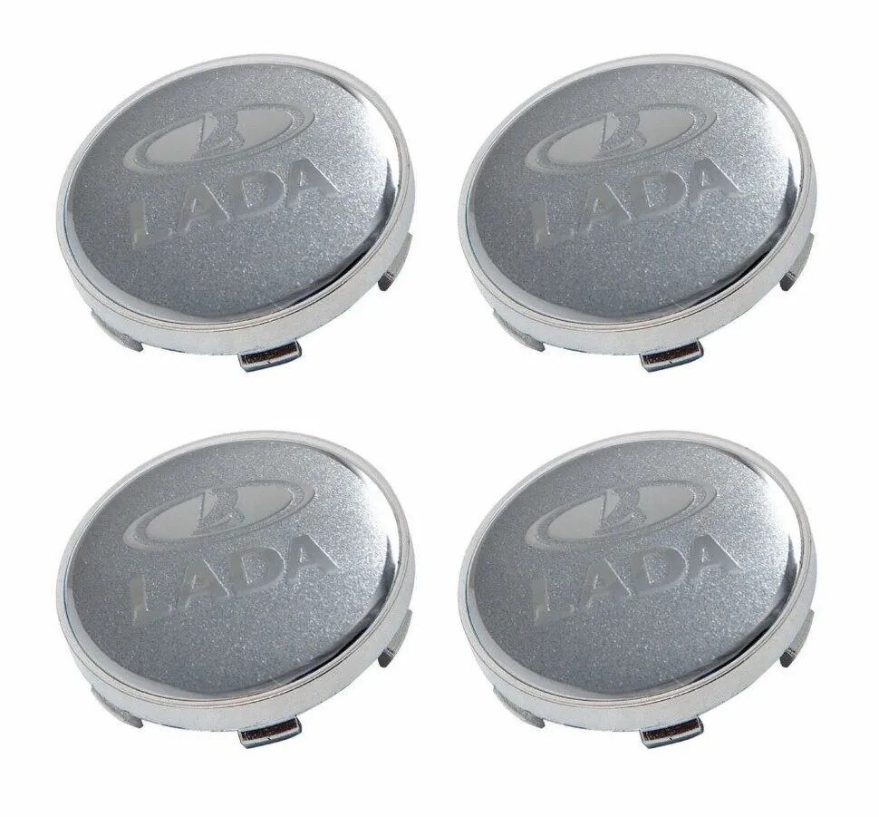 Колпачки заглушки на литые диски Универсальные с наклейкой Лада 60 / 56 / 9 мм 4 шт.