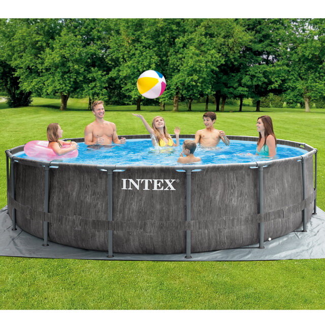 INTEX Каркасный бассейн 26742 Intex GreyWood Prism Frame 457*122 см, фильтр-насос, аксессуары 26742