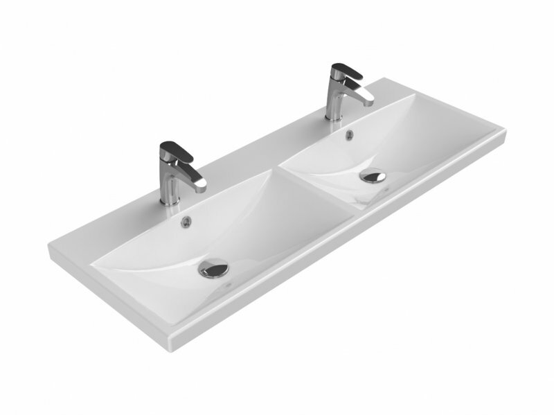 Раковина BelBagno Marino-Cer керамическая двойная 1200x450, BB-0325-120-2-LVB - фото №1