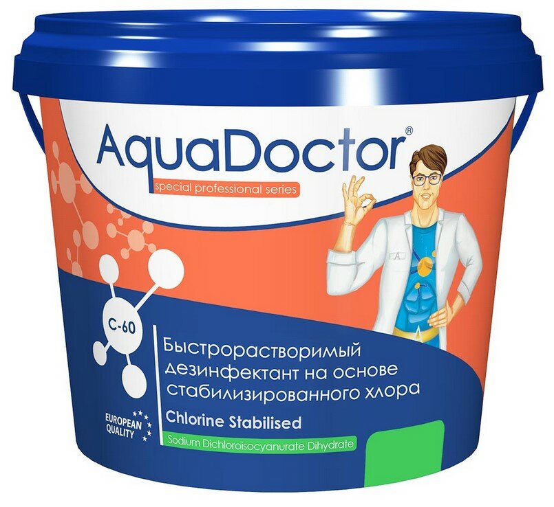 Средство обеззараживание Aquadoctor AQ17509, AquaDoctor, хлор, 1кг ведро, табл.20гр, быстрорастворим