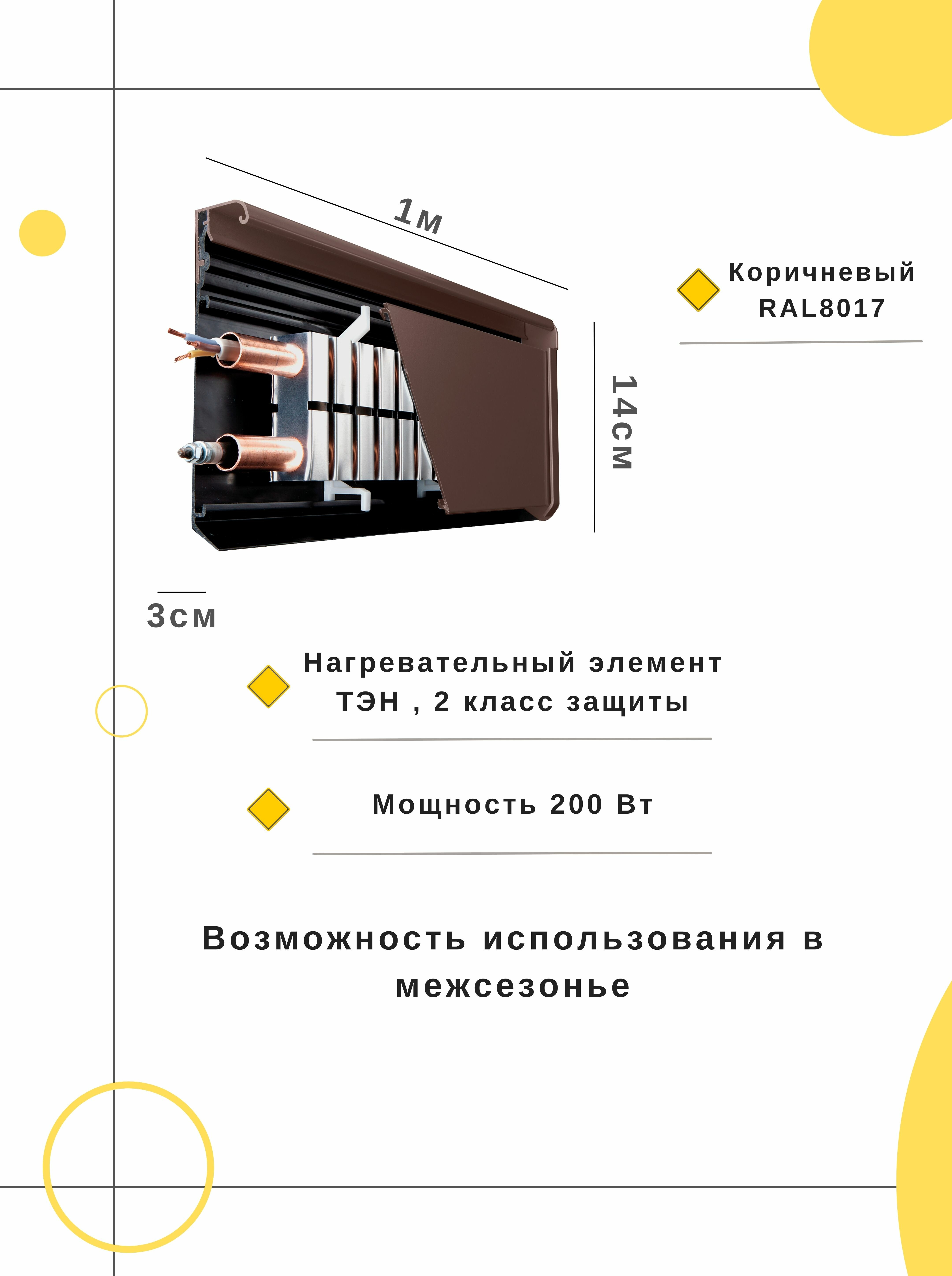 Комплект для сборки Теплый Плинтус Charley Premier электрический коричневый 1,5 п. метра