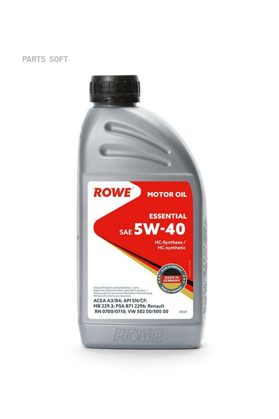 ROWE 20367-177-2A  ROWE 5W40 ESSENTIAL API SN/CF ACEA A3/B4 1 