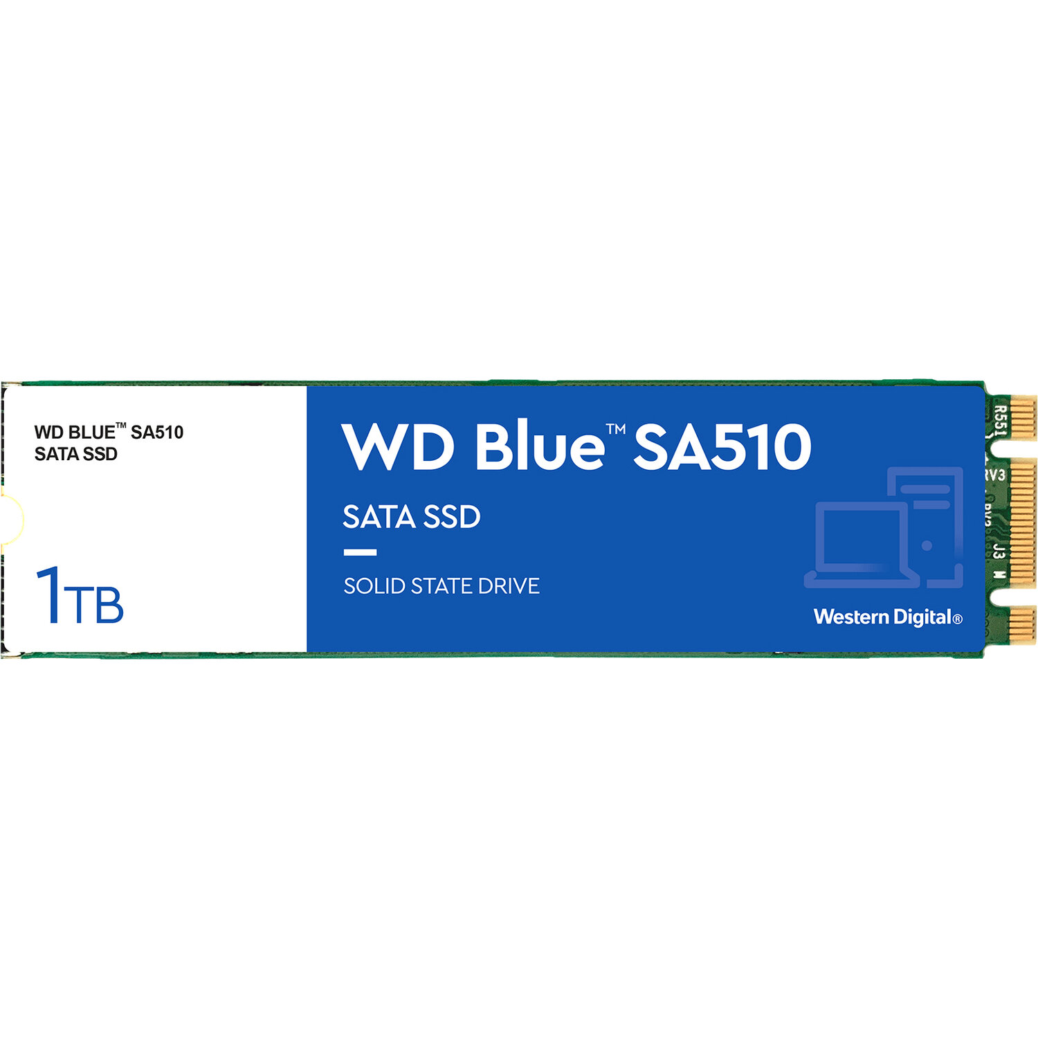 WD Твердотельные накопители WD SSD Blue SA510, 250GB, M.2(22x80mm), SATA3, R/W 550/525MB/s, IOPs 95 000/81 000, TBW 100, DWPD 0.2 (12 мес.)