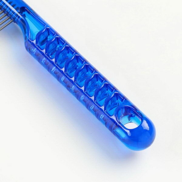 Расчёска для шерсти "Пузырьки", прозрачная, 20 x 3.6 см, синяя - фотография № 4