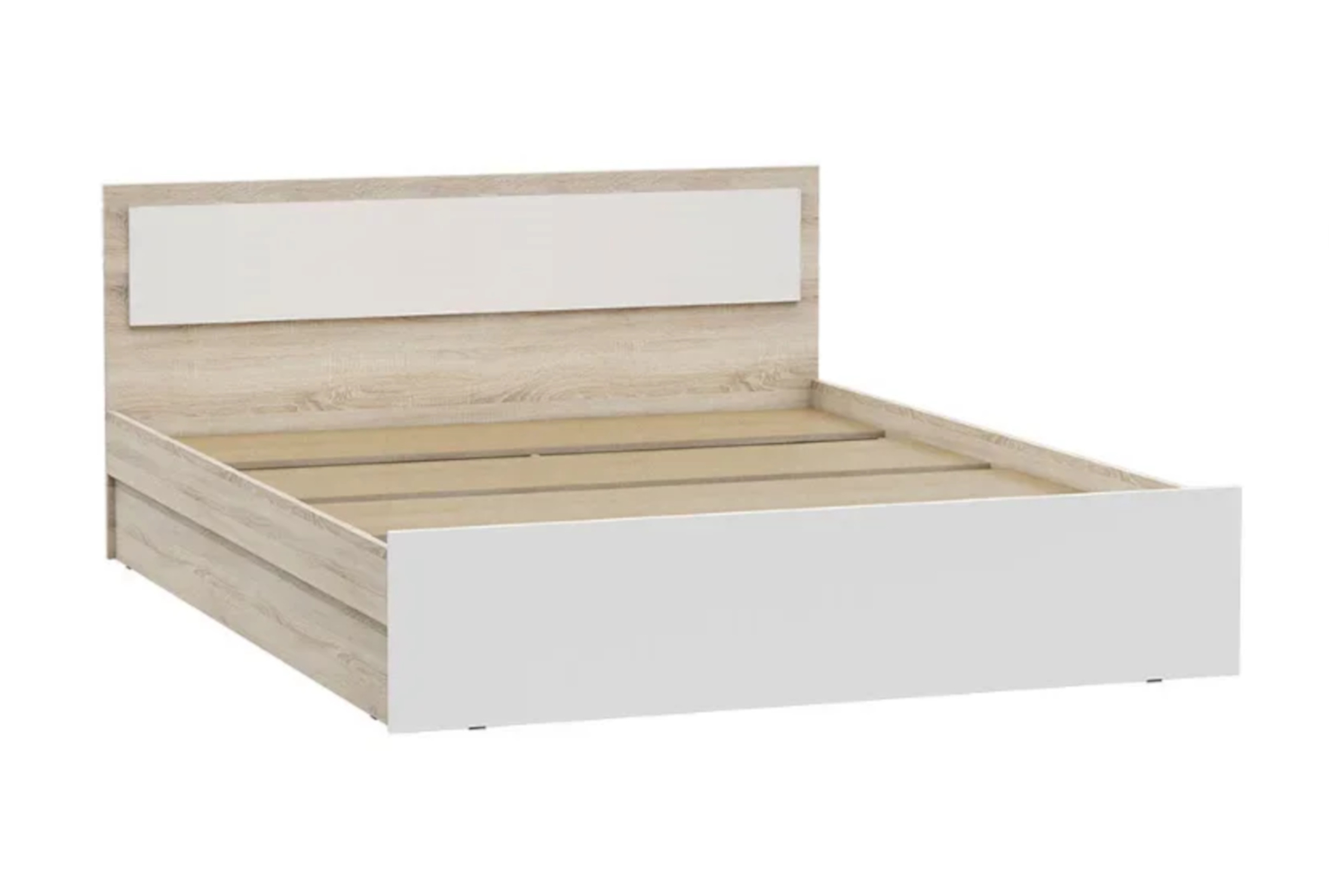 Кровать Миф Мартина; основание ДСП; белый / дуб сонома 203.7х143.5х80 см