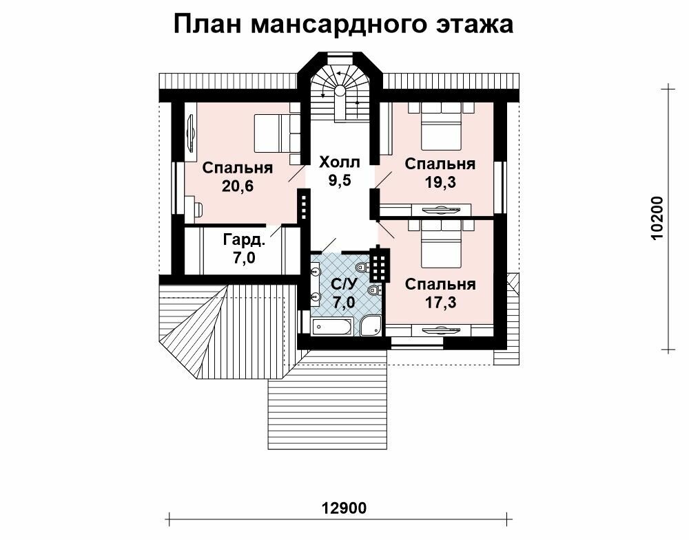 (280м2, 13х10м) Готовый проект трехэтажного дома из газобетона с эркером и верандой - AS-150 - фотография № 5