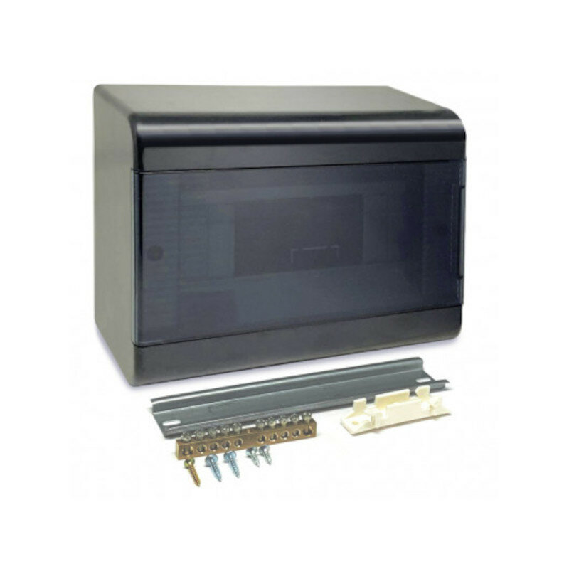 фото 68029Ч Тусо Щиток о/п на 9 мод. с дверцей 222х160х93мм, черный