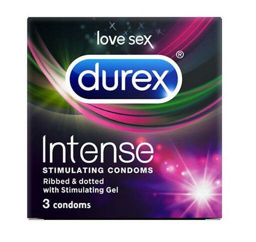 Рельефные презервативы со стимулирующей смазкой Durex Intense Orgasmic - 3 шт. (210859)