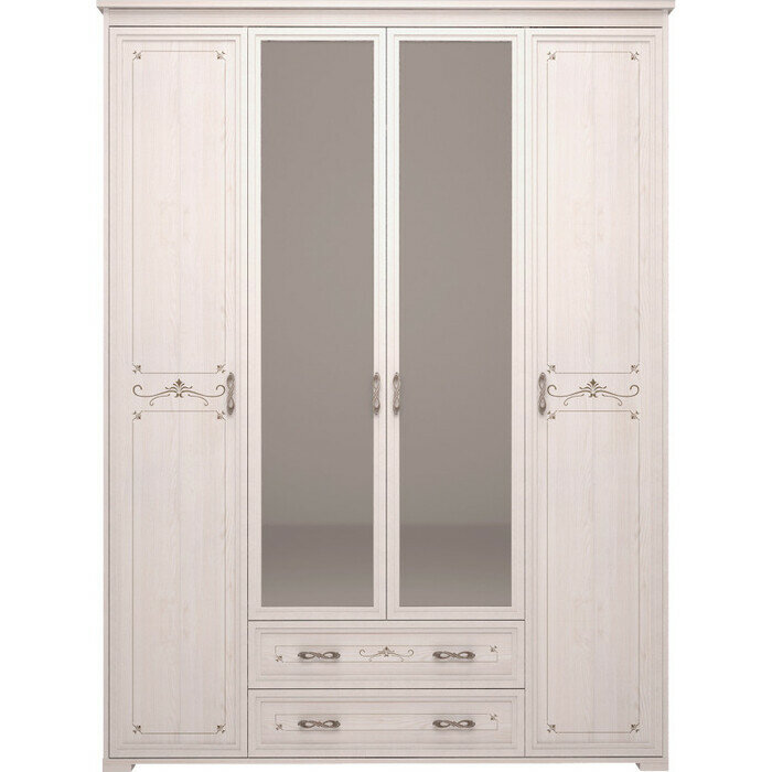 фото Шкаф для белья 4-х дверный Арника Афродита 02 с ящиками лиственница сибио без карниза