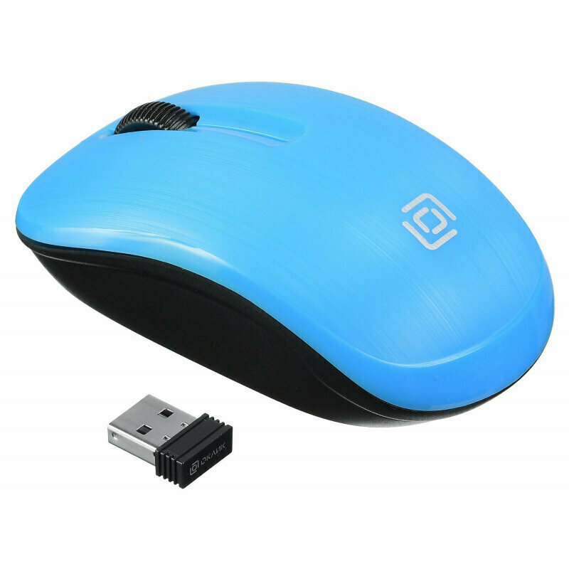 Мышь компьютерная Oklick 525MW голубой опт (1000dpi) беспр USB (2but), 1450197