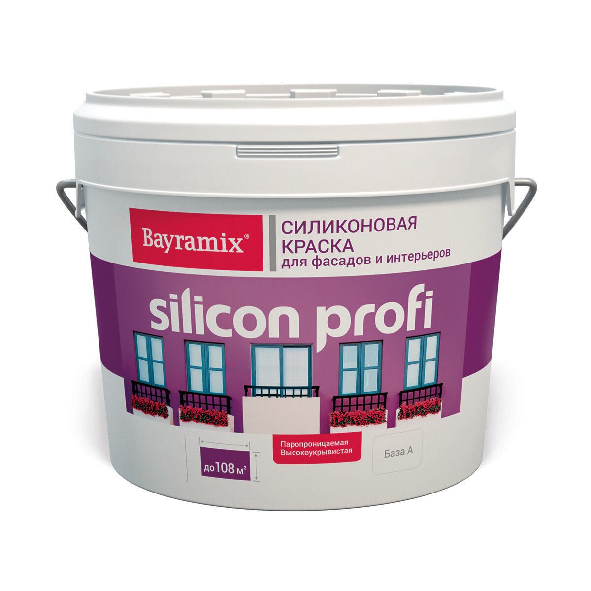 Краска для фасадов и интерьеров силиконовая Bayramix Silicon Profi, база A, белая, 2,7 л