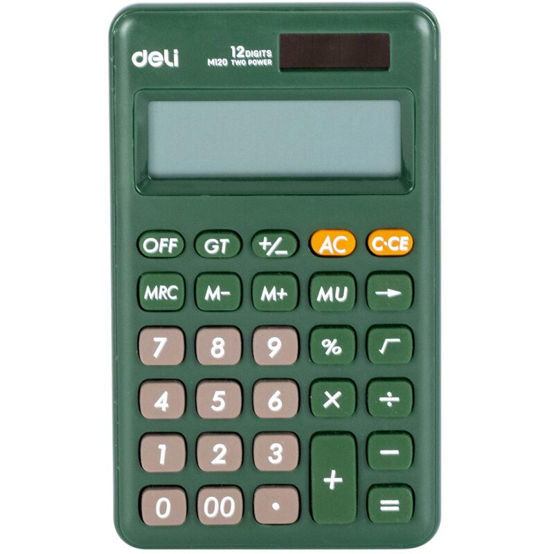 Калькулятор настольн.компакт. Deli EM12012р дв. питание 118x70ммзеленый