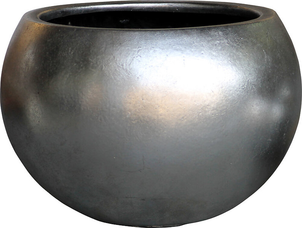 фото Кашпо Металлик d32 см полистоун серебряное