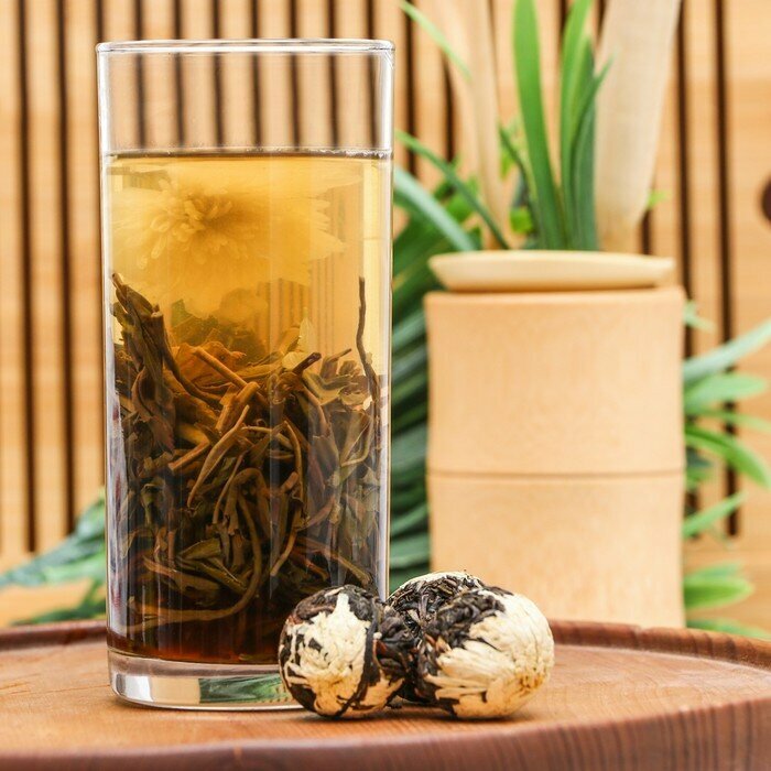 Китайский связанный зеленый чай, 50 г, хризантема - фотография № 5