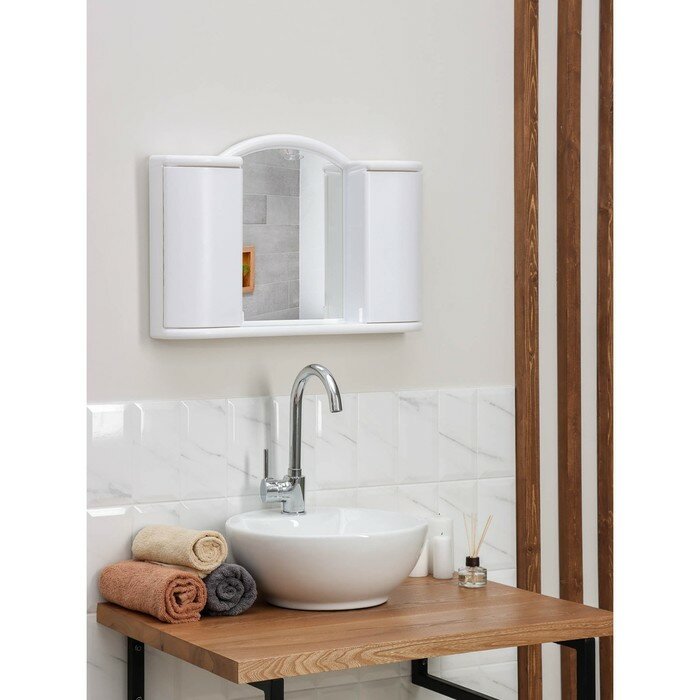 Шкафчик зеркальный для ванной комнаты «Арго», цвет снежно-белый - фотография № 1