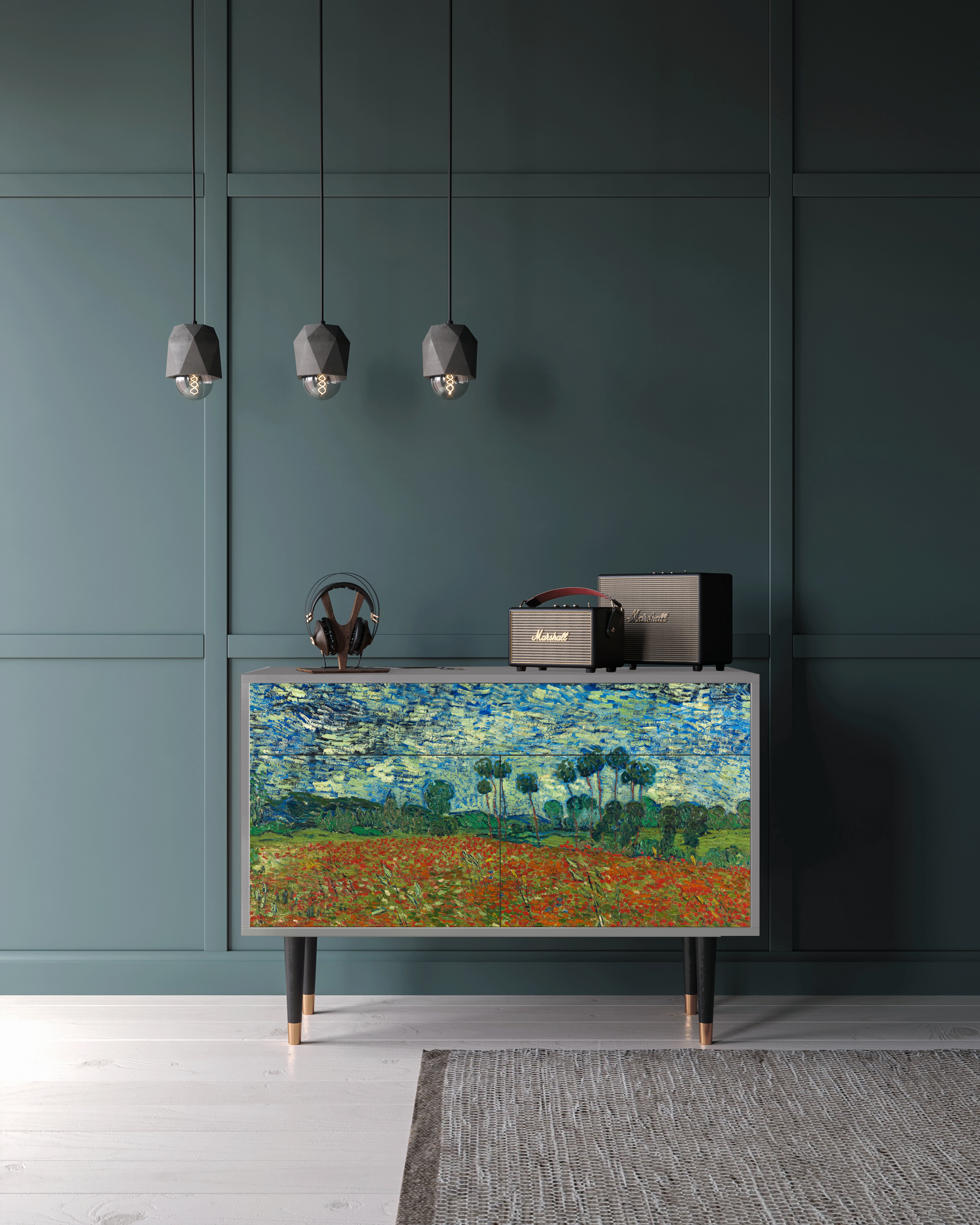 Комод - STORYZ - BS4 Poppy field by Vincent van Gogh, 115 x 85 x 48 см, Серый - фотография № 1