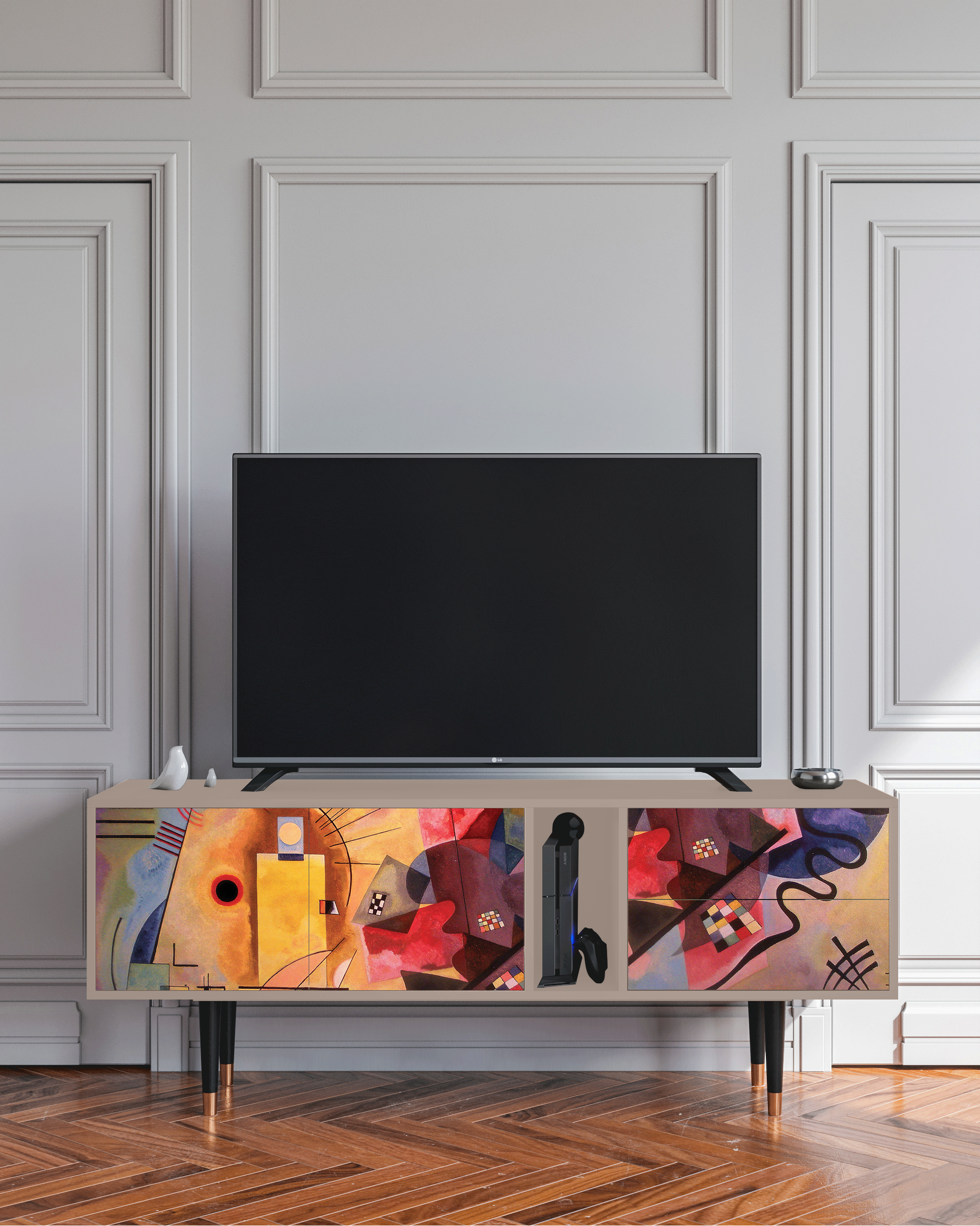 ТВ-Тумба - STORYZ - T1 Modern Art by Kandinsky , 170 x 69 x 48 см, Бежевый - фотография № 1
