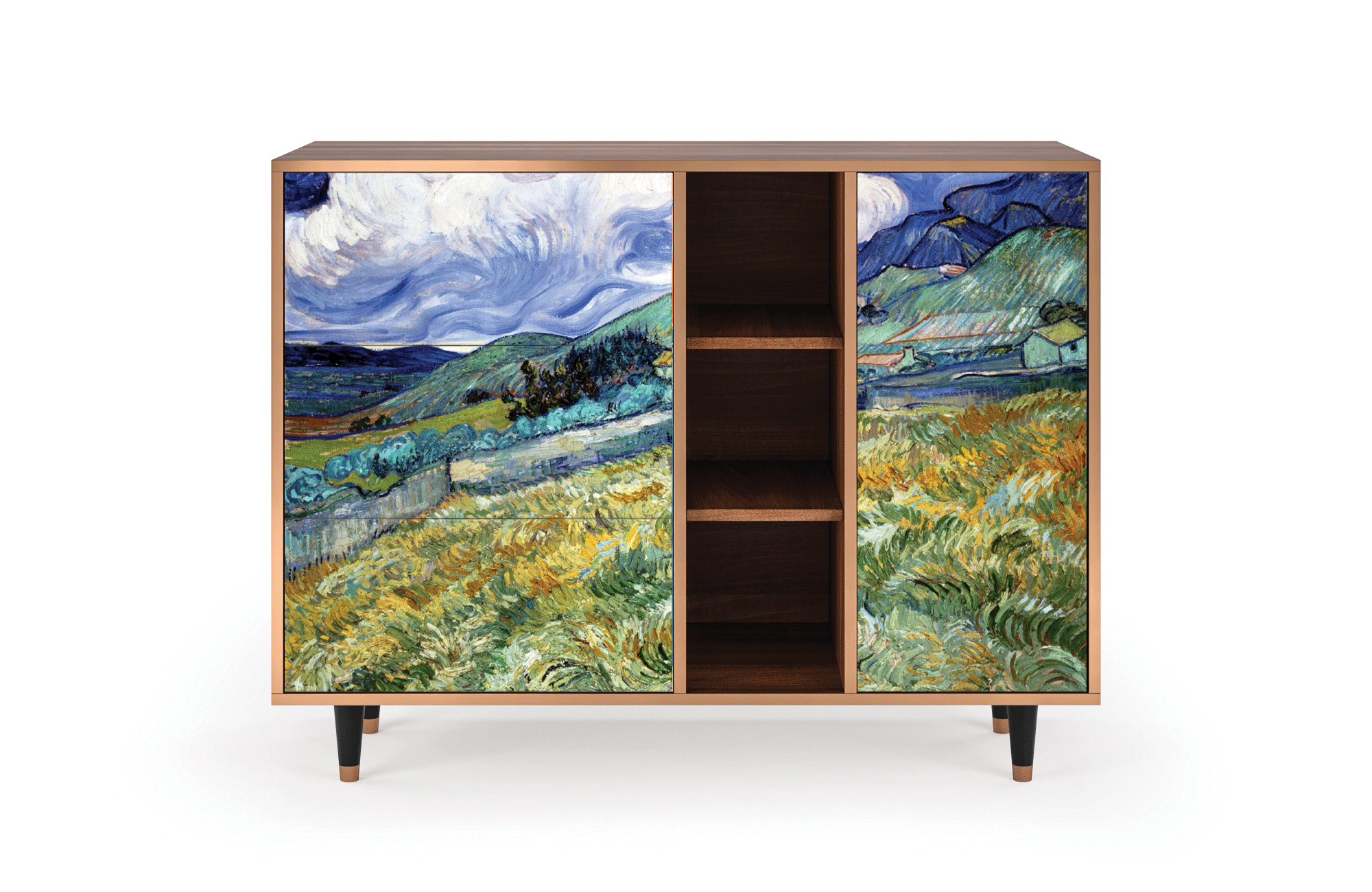 Комод - STORYZ - BS2 Landscape from Saint-Rémy by Vincent van Gogh, 125 x 97 x 48 см, Орех - фотография № 2