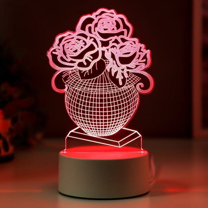 3D светильники RISALUX Светильник "Ваза с цветами" LED RGB от сети - фотография № 3