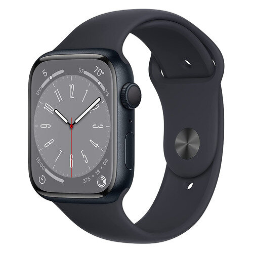 Смарт-часы Apple Watch Series 8 А2771 45мм OLED LTPO корп.тем.ночь рем.т.ночь (MNUL3LL/A)