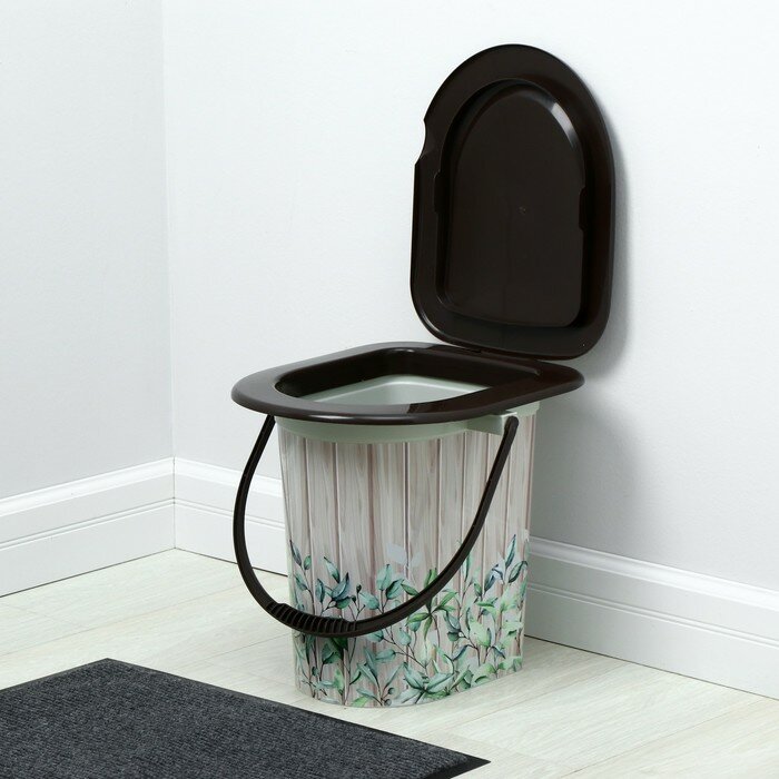 Ведро-туалет, h = 38 см, 17 л, съёмный стульчак, бежевое, крышка микс - фотография № 1