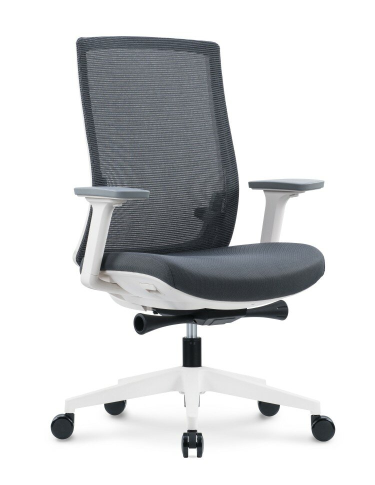 Кресло офисное Ruby LB/белый пластик/серая сетка/серая ткань