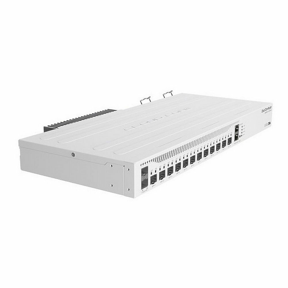 MIKROTIK Маршрутизатор MIKROTIK CCR2004-1G-12S+2XS with Annapurna Alpine AL32400 Cortex A57 CPU (4-cores, 1.7GHz per core), 4GB RAM, 1x Gigabit RJ45 port, 12x 10G SFP+ cages, 2 x 25G SFP28 cages, RouterOS L6, 1U rackmount case, Dual PSU, RTL {5}, (000019)